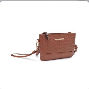New Elegant Brown Crossbody Wristlet